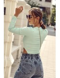 Body cu mâneci lungi în coaste, mentă FG599 - Magazin online - Boutique